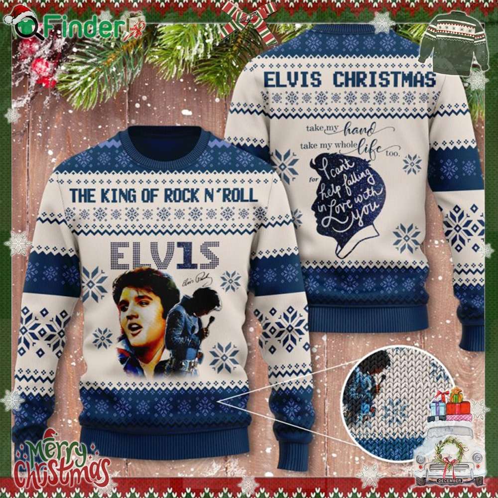 The King Of Rock N' Roll Elvis Christmas Ugly Sweater The King Of Rock N' Roll Elvis Christmas Ugly Sweater