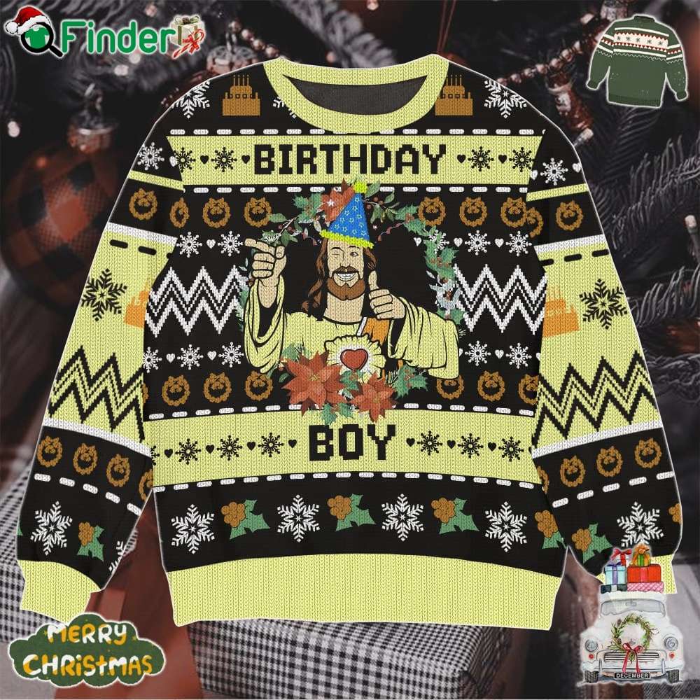Jesus Birthday Boy Christmas Ugly Sweater Gift For Xmas Jesus Birthday Boy Christmas Ugly Sweater Gift For Xmas
