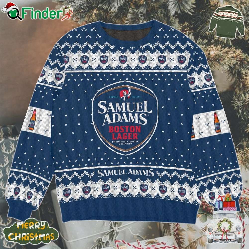 Samuel Adams Beer Boston Lager Ugly Christmas Sweater Samuel Adams Beer Boston Lager Ugly Christmas Sweater