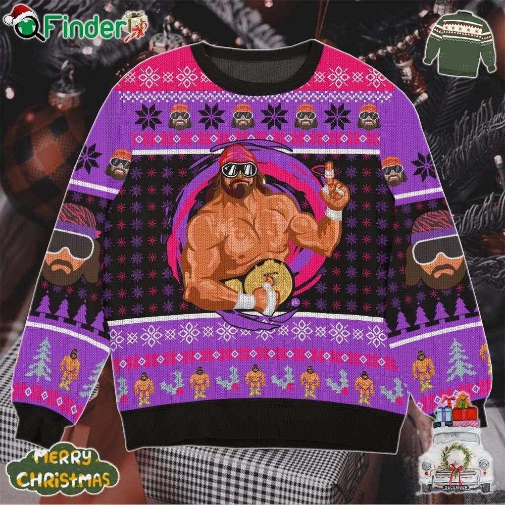 Macho Man Funny Ugly Christmas Sweater Gift For Macho Man Fans Macho Man Funny Ugly Christmas Sweater Gift For Macho Man Fans