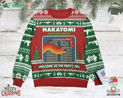 Nakatomi Video Game Cartridge Welcome To The Party Pal Yippee Ki Yay Mf Die Hard Ugly Sweater
