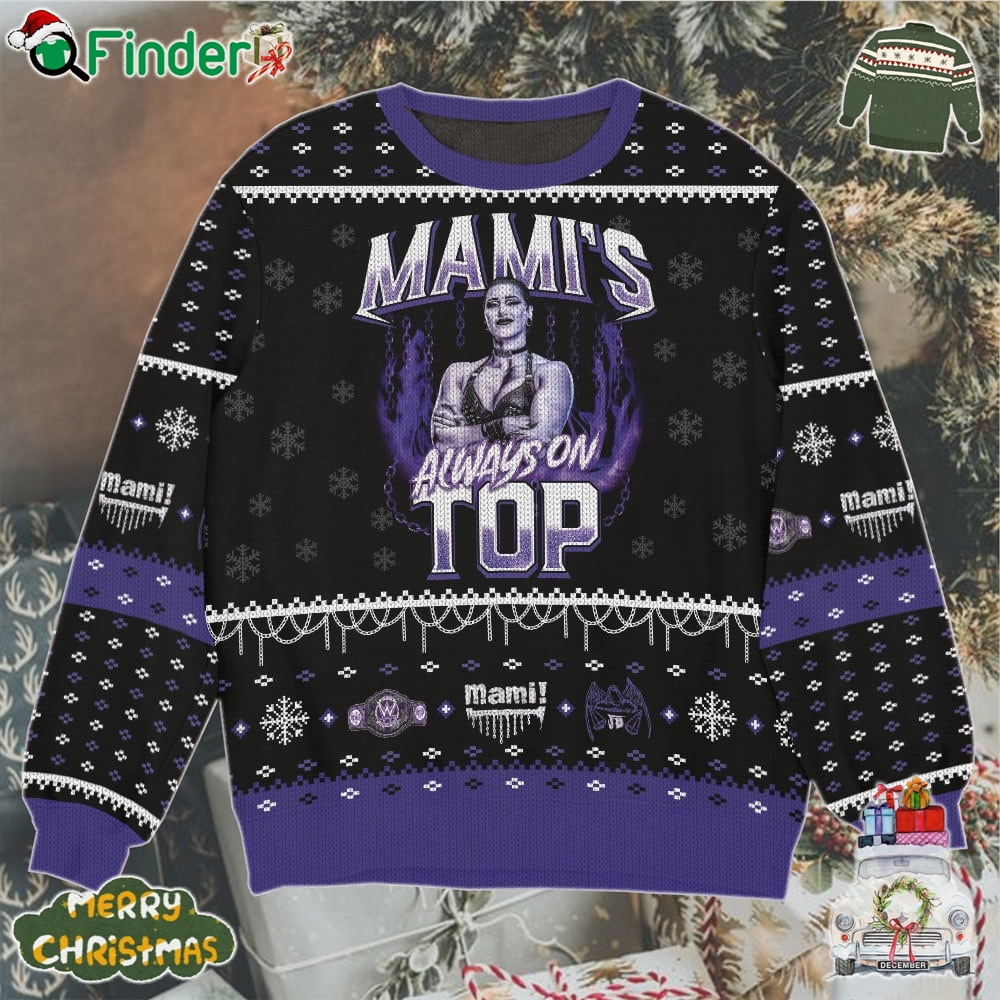 Mamis Always On Top Rhea Ripley Ugly Christmas Sweater Gift For Christmas Mamis Always On Top Rhea Ripley Ugly Christmas Sweater Gift For Christmas