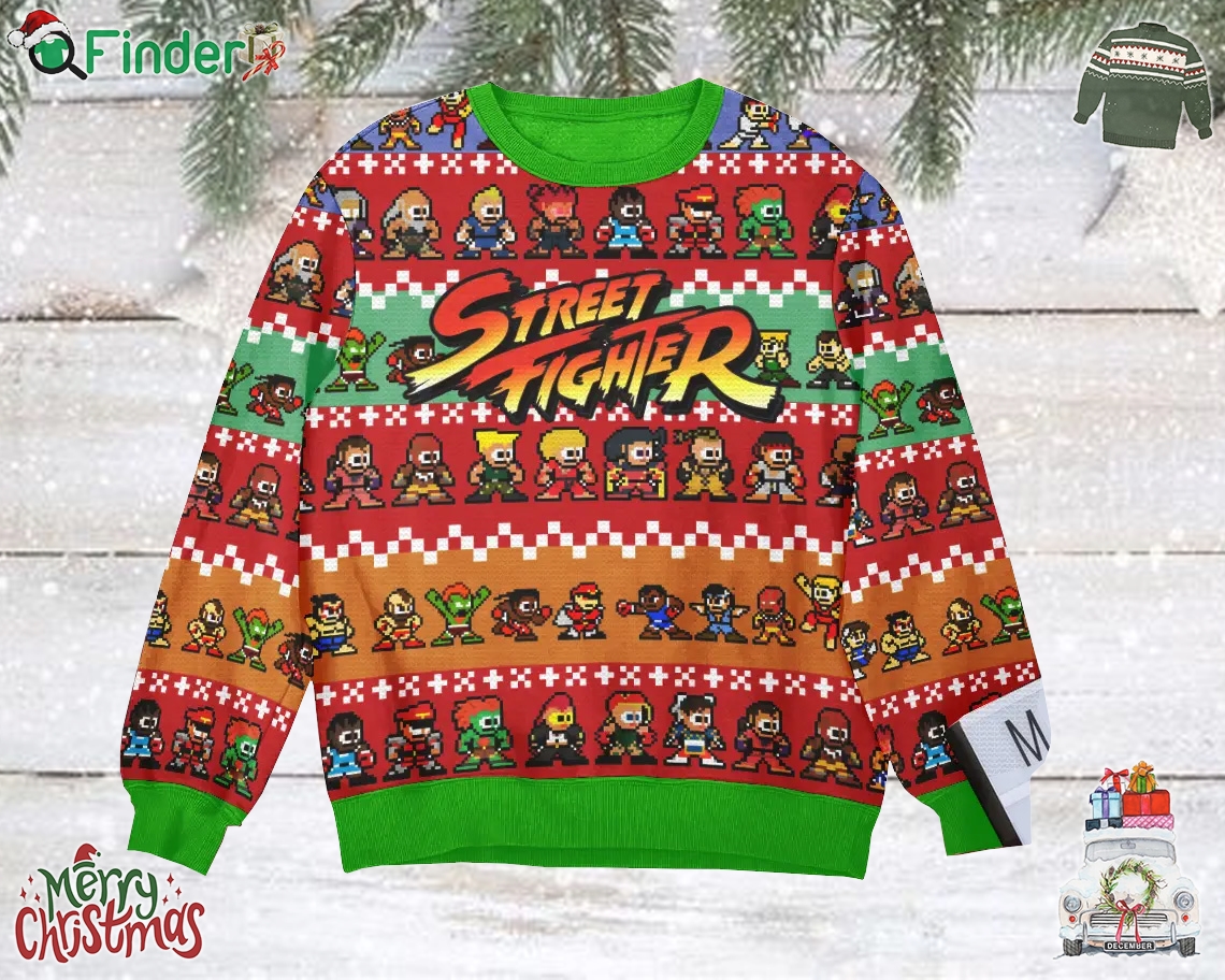 Pixel Street Fighter Ugly Christmas Sweater Gift For Christmas Pixel Street Fighter Ugly Christmas Sweater Gift For Christmas