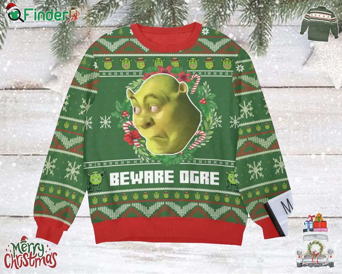 Beware Ogre Shrek Ugly Christmas Sweater Gift For Christmas Beware Ogre Shrek Ugly Christmas Sweater Gift For Christmas
