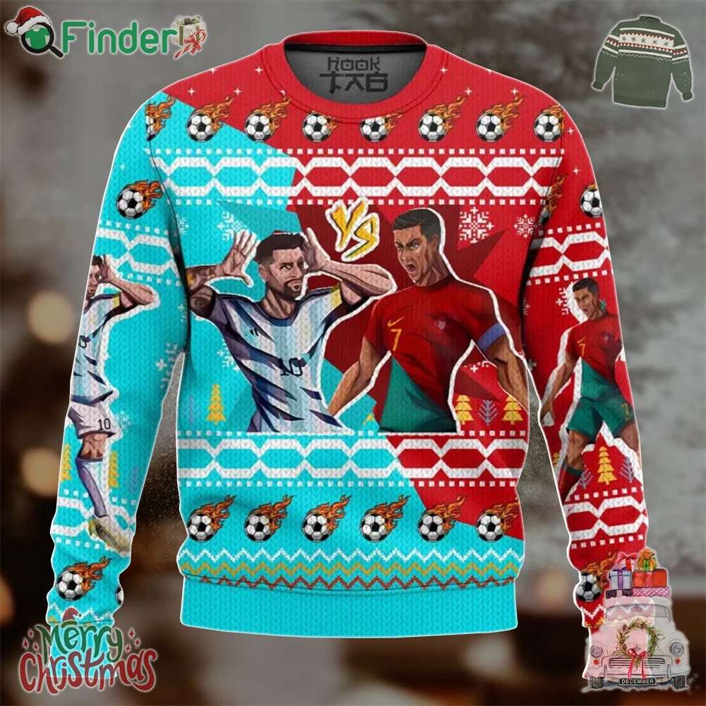 Ronaldo Messi Christmas Ugly Sweater Gift For Fans Ronaldo Messi Christmas Ugly Sweater Gift For Fans