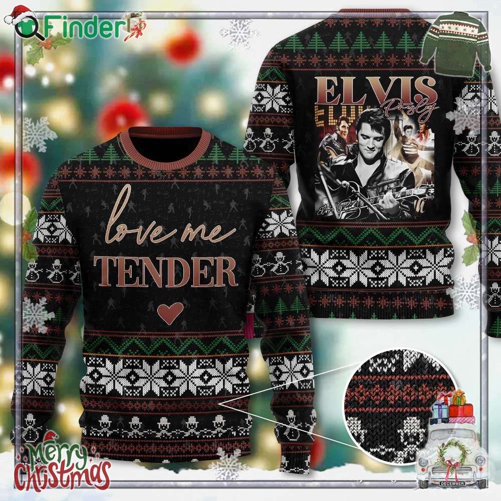 Love Me Tender Elvis Presley 3d Christmas Ugly Sweater Love Me Tender Elvis Presley 3d Christmas Ugly Sweater