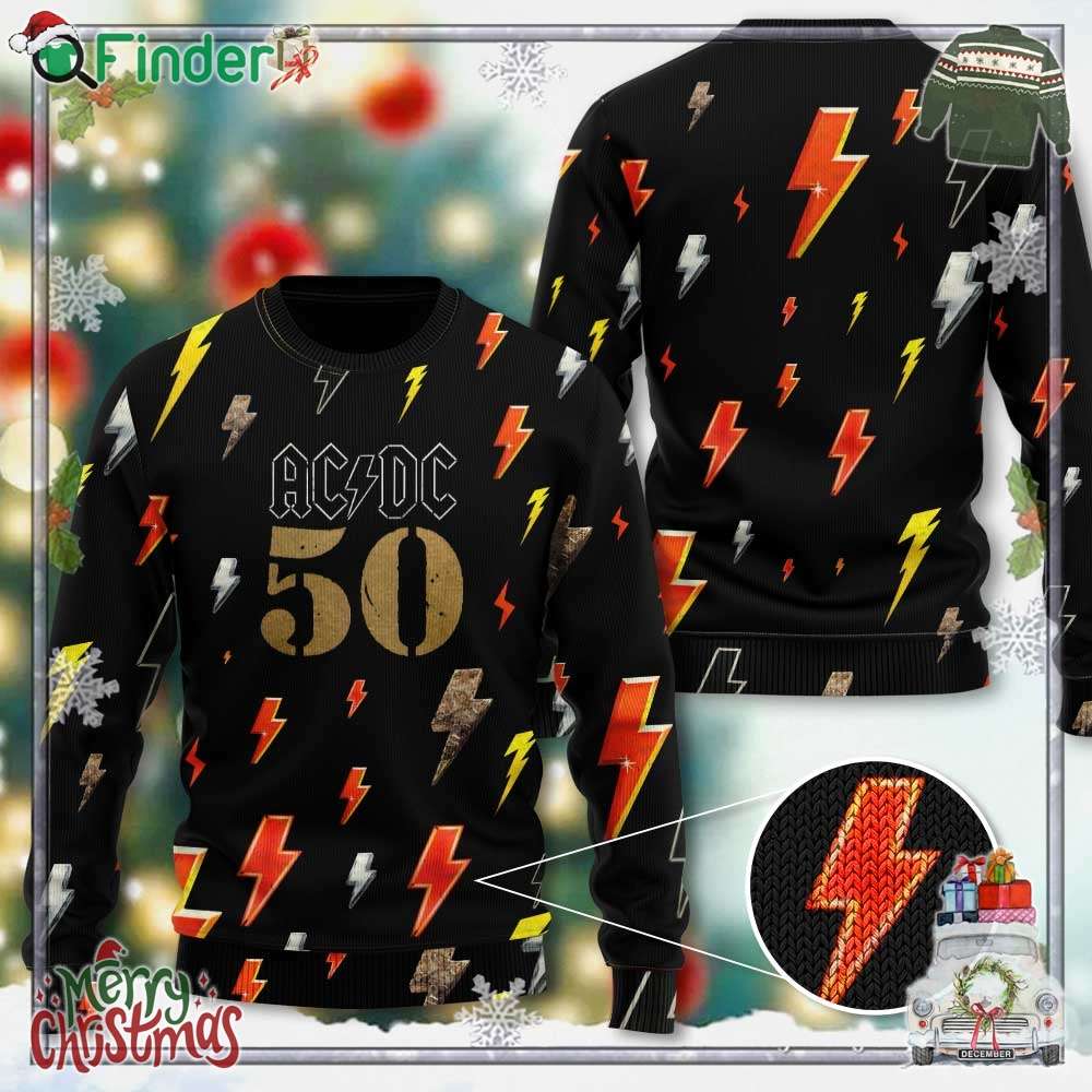 Acdc Rock And Roll 50 3d Ugly Sweater Acdc Rock And Roll 50 3d Ugly Sweater