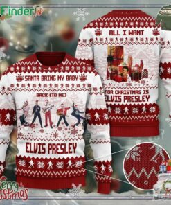 Santa Bring My Baby Back To Me Elvis Presley 3d Ugly Sweater