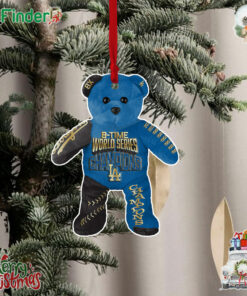 Los Angeles Dodgers 8x World Series Champions Embroidered Bear Christmas Tree Ornament