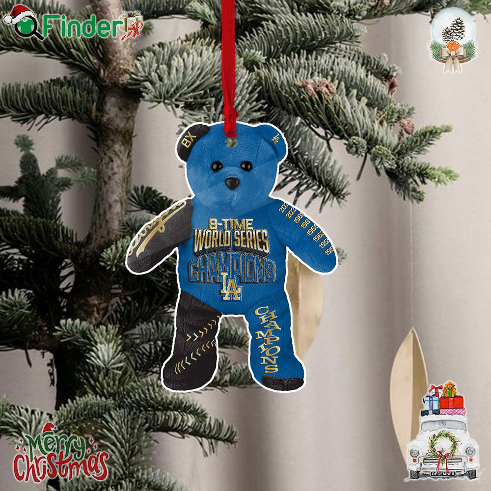 Los Angeles Dodgers 8x World Series Champions Embroidered Bear Christmas Tree Ornament Los Angeles Dodgers 8x World Series Champions Embroidered Bear Christmas Tree Ornament