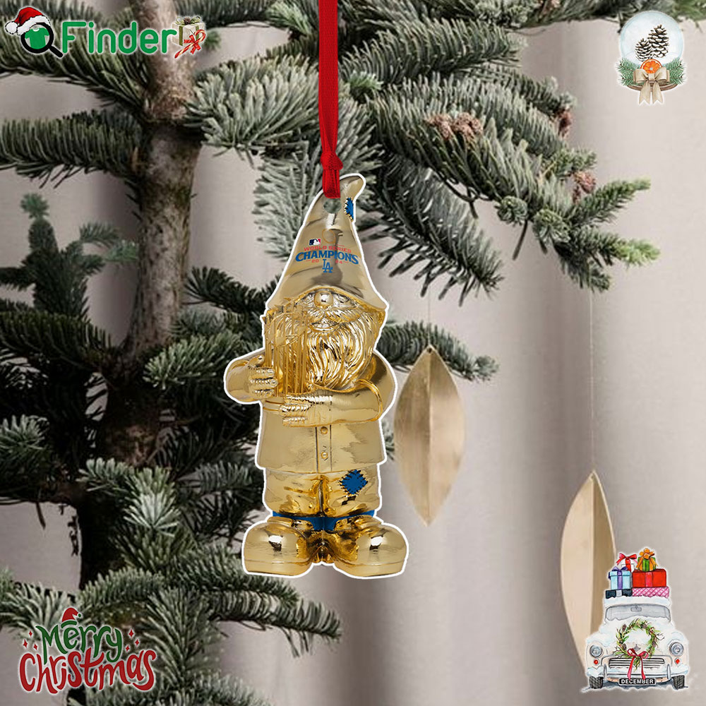Los Angeles Dodgers 2024 World Series Champions Gold Plated Gnome Christmas Tree Ornament Los Angeles Dodgers 2024 World Series Champions Gold Plated Gnome Christmas Tree Ornament