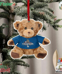 Los Angeles Dodgers 2024 World Series Champions Seated Shirt Bear Christmas Tree Ornament