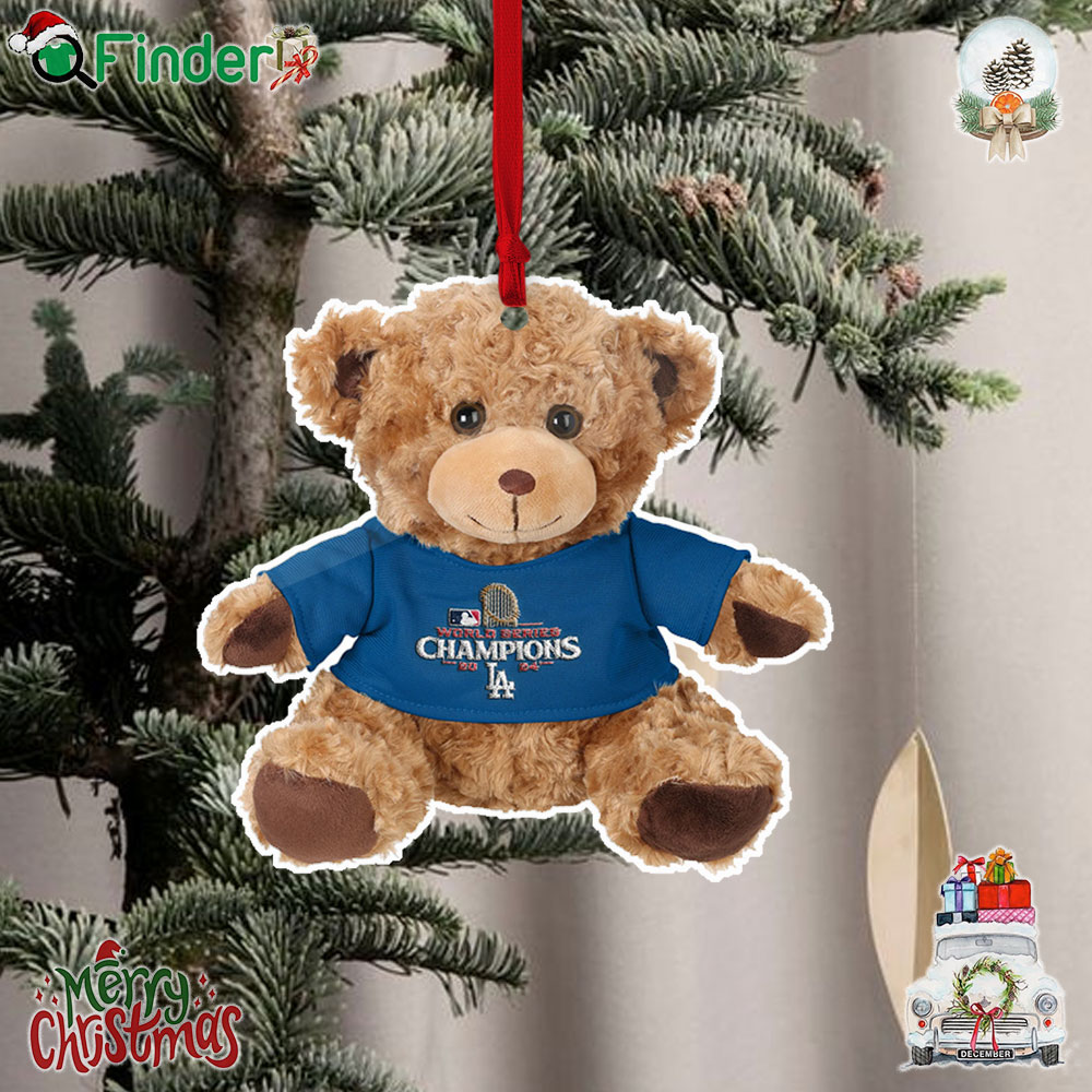 Los Angeles Dodgers 2024 World Series Champions Seated Shirt Bear Christmas Tree Ornament Los Angeles Dodgers 2024 World Series Champions Seated Shirt Bear Christmas Tree Ornament