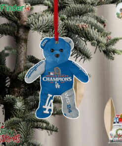 Los Angeles Dodgers 2024 World Series Champions Team Embroidered Bear Christmas Tree Ornament