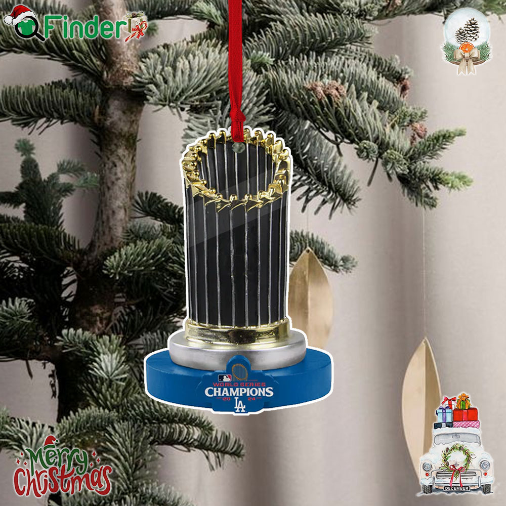 Los Angeles Dodgers 2024 World Series Champions Trophy Christmas Tree Ornament Los Angeles Dodgers 2024 World Series Champions Trophy Christmas Tree Ornament