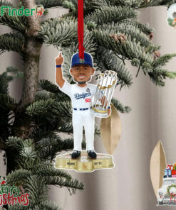 Los Angeles Dodgers Mookie Betts Foco 2024 World Series Champions Fanatics Exclusive 8 Christmas Tree Ornament