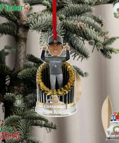 Los Angeles Dodgers Yoshinobu Yamamoto Foco 2024 World Series Champions 8 Fanatics Exclusive Player In Trophy Christmas Tree Ornament