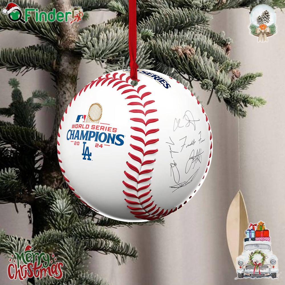 Los Angeles Dodgers Signature 2024 World Series Champions Baseball Ornament Los Angeles Dodgers Signature 2024 World Series Champions Baseball Ornament
