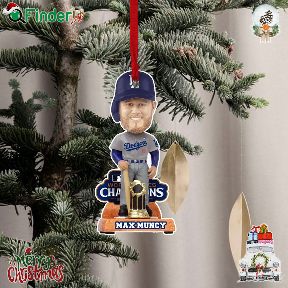 Max Muncy Los Angeles Dodgers 2024 World Series Champions Christmas Tree Ornament Max Muncy Los Angeles Dodgers 2024 World Series Champions Christmas Tree Ornament