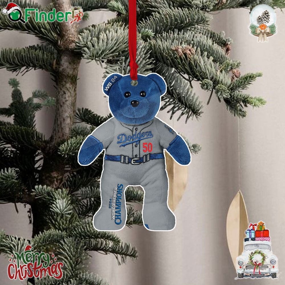 Mookie Betts Los Angeles Dodgers 2024 World Series Champions Alternate Jersey Embroidered Bear Christmas Tree Ornament Mookie Betts Los Angeles Dodgers 2024 World Series Champions Alternate Jersey Embroidered Bear Christmas Tree Ornament