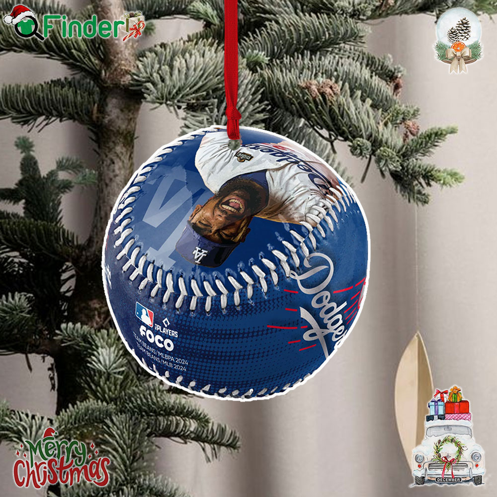 Teoscar Hernandez Los Angeles Dodgers 2024 World Series Champions Baseball Christmas Tree Ornament Teoscar Hernandez Los Angeles Dodgers 2024 World Series Champions Baseball Christmas Tree Ornament