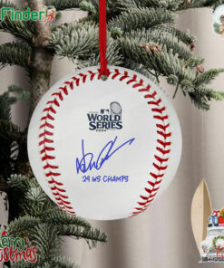 Yoshinobu Yamamoto La Autographed 2024 World Series Logo Baseball 24 Ws Champs Ornament