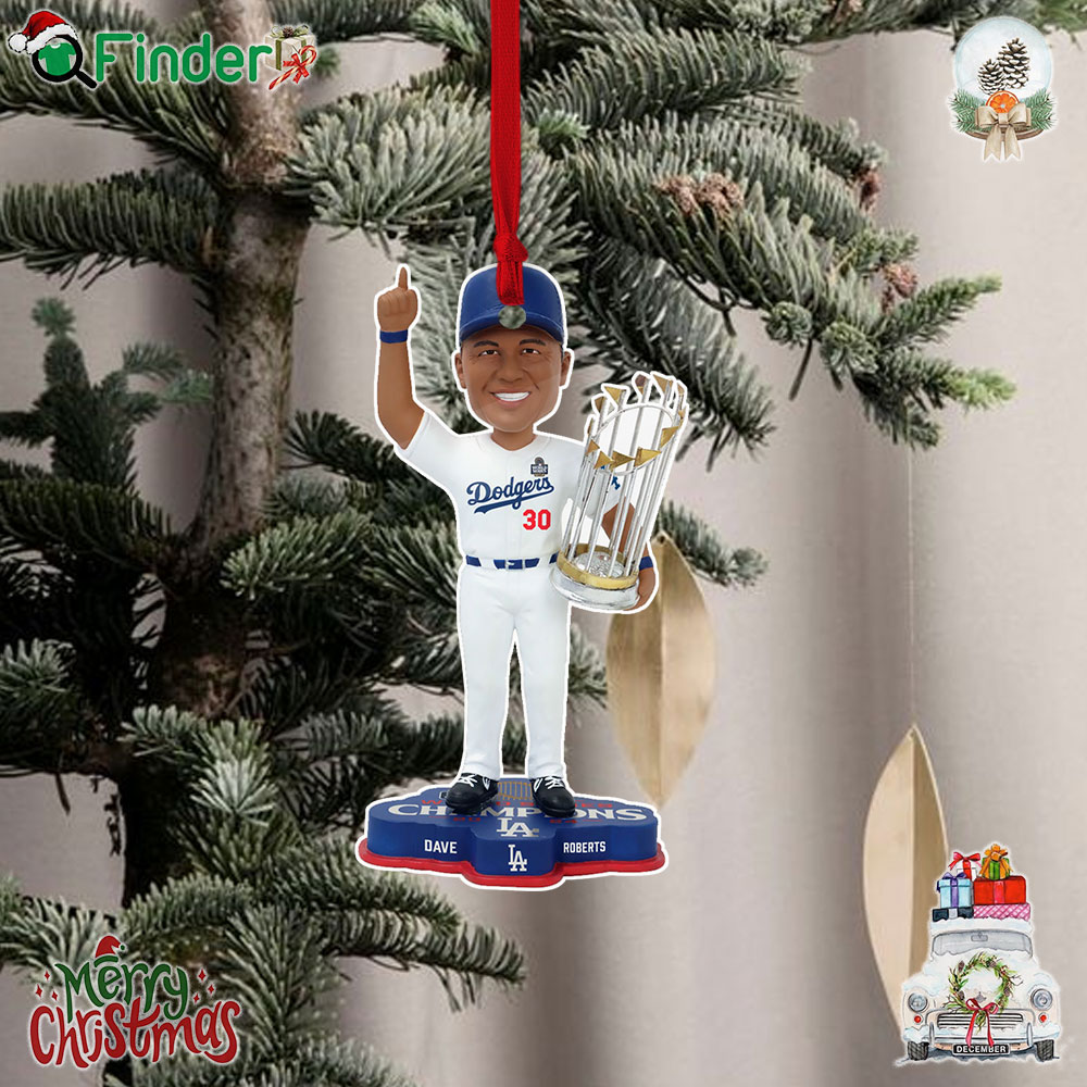 Dave Roberts Los Angeles Dodgers 2024 World Series Champions Christmas Tree Ornament Dave Roberts Los Angeles Dodgers 2024 World Series Champions Christmas Tree Ornament
