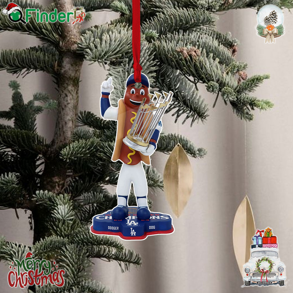 Dodger Dog Los Angeles Dodgers 2024 World Series Champions Mascot Christmas Tree Ornament Dodger Dog Los Angeles Dodgers 2024 World Series Champions Mascot Christmas Tree Ornament