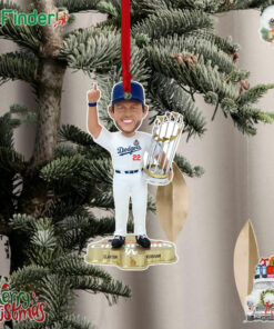 Clayton Kershaw Los Angeles Dodgers Foco 2024 World Series Champions Fanatics Exclusive 8 Christmas Tree Ornament