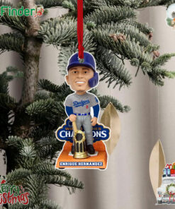Enrique Hernandez Los Angeles Dodgers 2024 World Series Champions Christmas Tree Ornament