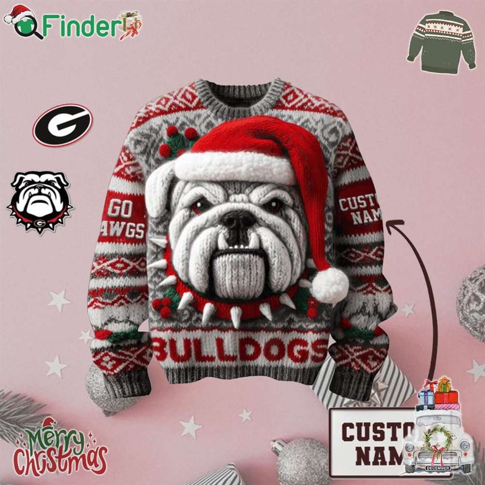 Georgia Bulldogs Christmas Time Celebration Personalized Ugly Sweater Georgia Bulldogs Christmas Time Celebration Personalized Ugly Sweater