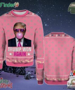 Trump Won Again 2024 Election Vote President 47th American Christmas Holiday Gift Ugly Christmas Sweater