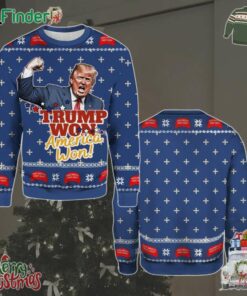 2024 Trump Won America Won Christmas Holiday Gift Ugly Christmas Sweater