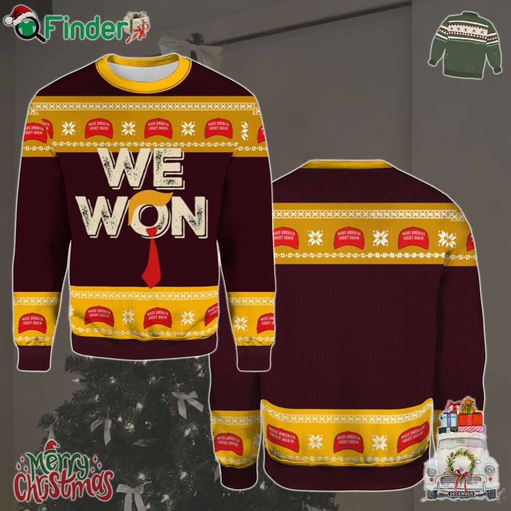 Trump We Won 2024 Republican Election Celebration Christmas Holiday Gift Ugly Christmas Sweater Trump We Won 2024 Republican Election Celebration Christmas Holiday Gift Ugly Christmas Sweater