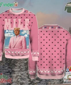 Milf Man I Love Felons Funny Trump Pink 2024 For President Christmas Holiday Gift Ugly Christmas Sweater