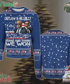Trump Vance Outlaw And Hillbilly 2024 We The People And We Won Christmas Holiday Gift Ugly Christmas Sweater