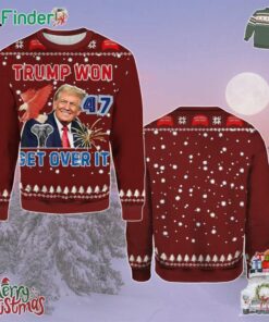 Vintage Trump Won Get Over It 2024 Funny Christmas Ugly Sweater Gift For Xmas