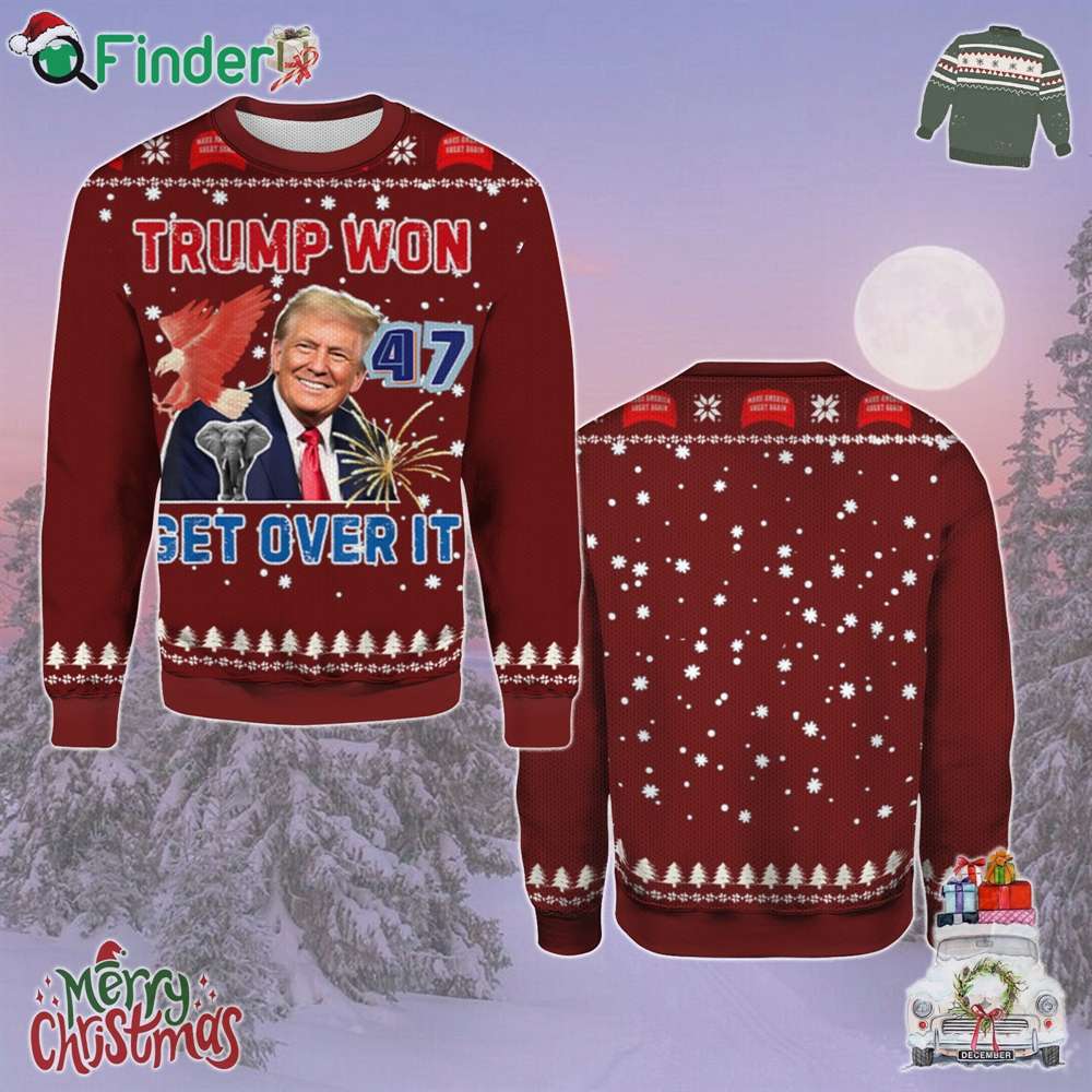 Vintage Trump Won Get Over It 2024 Funny Christmas Ugly Sweater Gift For Xmas Vintage Trump Won Get Over It 2024 Funny Christmas Ugly Sweater Gift For Xmas
