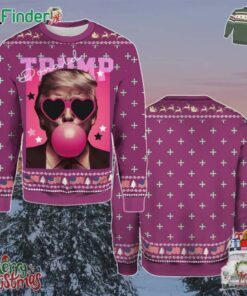 Donald Trump Bubble Gum Pink Sun Glasses Christmas Holiday Gift Ugly Christmas Sweater