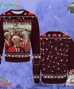 Thug Life Team Trump Vance Elon Kennedy Funny Christmas Ugly Sweater Gift For Xmas