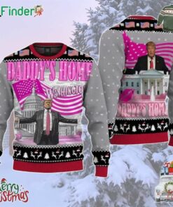Daddys Home White House Pink Trump 2024 Ugly Christmas Sweater