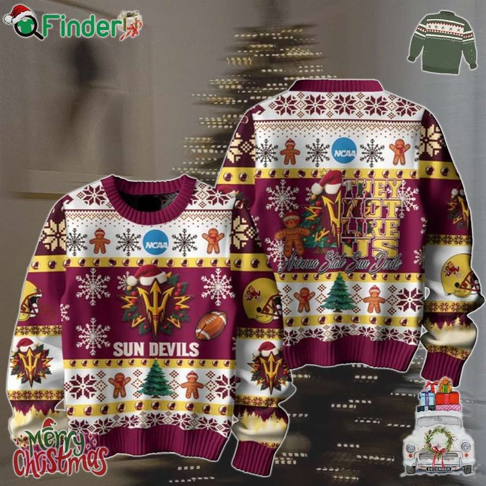 Arizona State Sun Devils They Not Like Us Christmas Ugly Sweater Arizona State Sun Devils They Not Like Us Christmas Ugly Sweater
