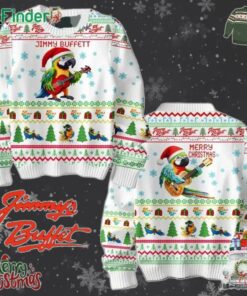 Jimmy Buffett Loves Parrot Merry Christmas Ugly Sweater White