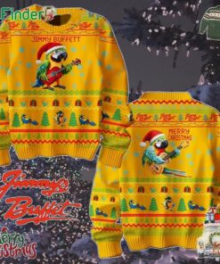 Jimmy Buffett Loves Parrot Merry Christmas Yellow Ugly Sweater