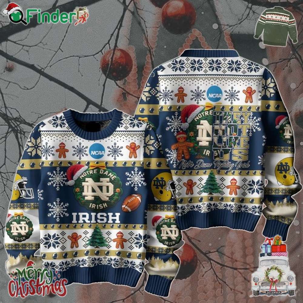 Notre Dame Fighting Irish Football They Not Like Us Christmas Ugly Sweater Notre Dame Fighting Irish Football They Not Like Us Christmas Ugly Sweater