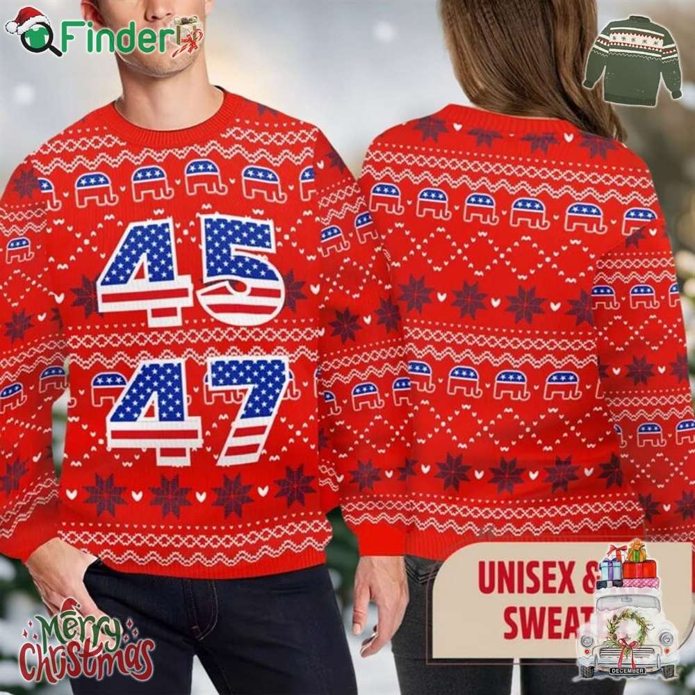 Trump 45 47 Ugly Christmas Sweater Trump 45 47 Ugly Christmas Sweater