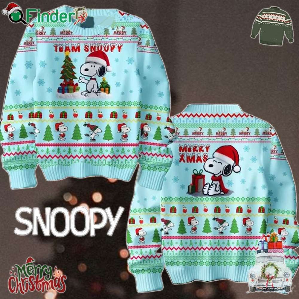 Snoopy Peanuts Merry Xmas Christmas Blue Ugly Sweater Snoopy Peanuts Merry Xmas Christmas Blue Ugly Sweater