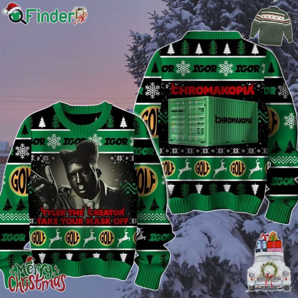 Tyler The Creator Take Your Mask Off Chromakopia Christmas 2024 Ugly Sweater Tyler The Creator Take Your Mask Off Chromakopia Christmas 2024 Ugly Sweater