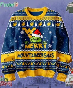 West Virginia Mountaineers Grinch Christmas Merry Mountaineersmas Ugly Sweater