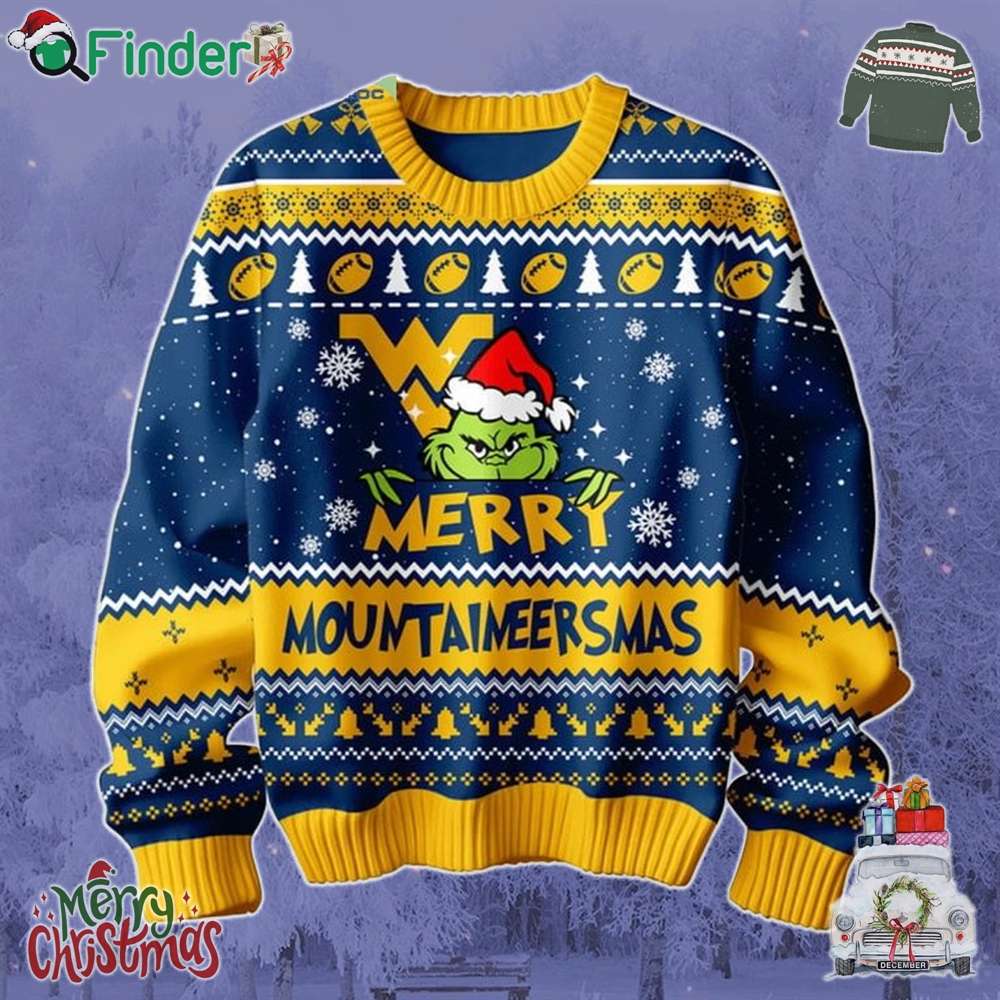 West Virginia Mountaineers Grinch Christmas Merry Mountaineersmas Ugly Sweater West Virginia Mountaineers Grinch Christmas Merry Mountaineersmas Ugly Sweater